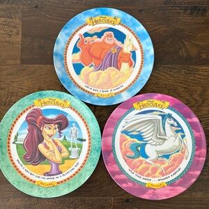 Disney Hercules Zeus Pegasus Megara McDonald's Melamine Plates 1997 Vintage 9.5”